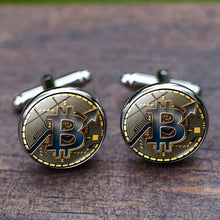 Load image into Gallery viewer, Bitcoin Time Gem Fashion French Cufflinks Metal Jewelry