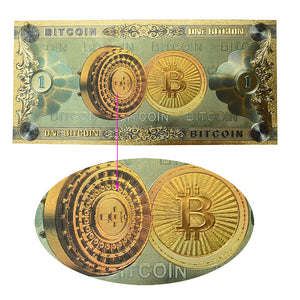 1 Bitcoin Plastic Uv Luminous Gold Foil Plastic Coin