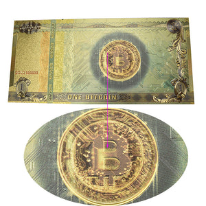1 Bitcoin Plastic Uv Luminous Gold Foil Plastic Coin