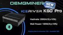 Load image into Gallery viewer, New IceRiver KS0 Pro 200Gh 100w Kas Miner Kaspa Mining Crypto Asic Miner Machine Include PSU Power Supply Ready Stock
