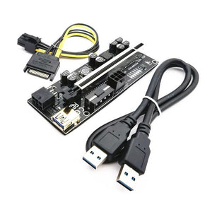 6pcs Riser 010 USB 3.0 PCIE Riser PCI Express X16 Extender Adapter 010S Plus GPU Riser Card SATA 15pin to 6pin Power Marquee LED - Mining Heaven