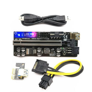 6pcs Riser 010 USB 3.0 PCIE Riser PCI Express X16 Extender Adapter 010S Plus GPU Riser Card SATA 15pin to 6pin Power Marquee LED - Mining Heaven