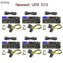 Load image into Gallery viewer, 6pcs Riser 010 USB 3.0 PCIE Riser PCI Express X16 Extender Adapter 010S Plus GPU Riser Card SATA 15pin to 6pin Power Marquee LED - Mining Heaven
