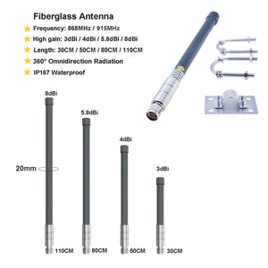 Helium Hotspot Miner Antenna LoRa 868MHz/915MHz N Male Plug Omnidirection Outdoor Fiberglass Antenna Waterproof IP67 - Mining Heaven