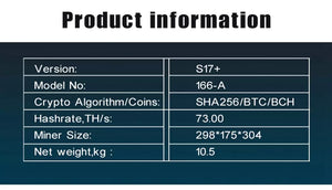 *USED* Powerful Bitmain Miners ASIC Mining Machine S17+ 53T 67T 70T 73T 76T S17E 64T 72T PK Antminer S17 Pro 50T/53T 56T 59T BTC Miner - Mining Heaven